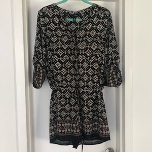 Aqua Diamond Patterned Romper